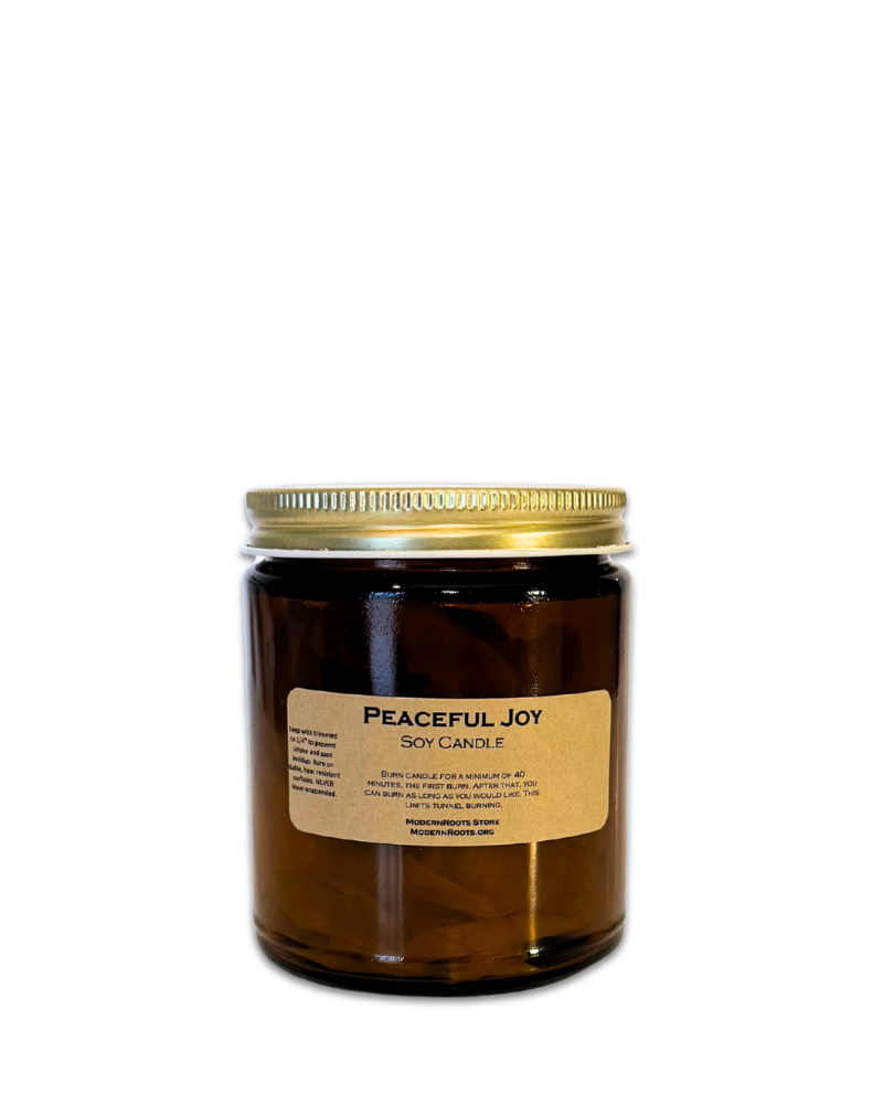 Peaceful Joy Amber-Glass Soy Wax Candle