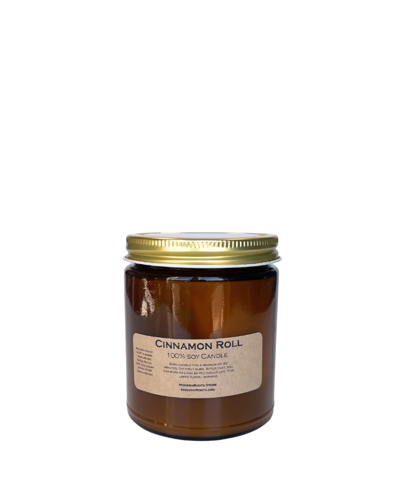 Cinnamon Roll - Amber Glass Soy Wax Candle
