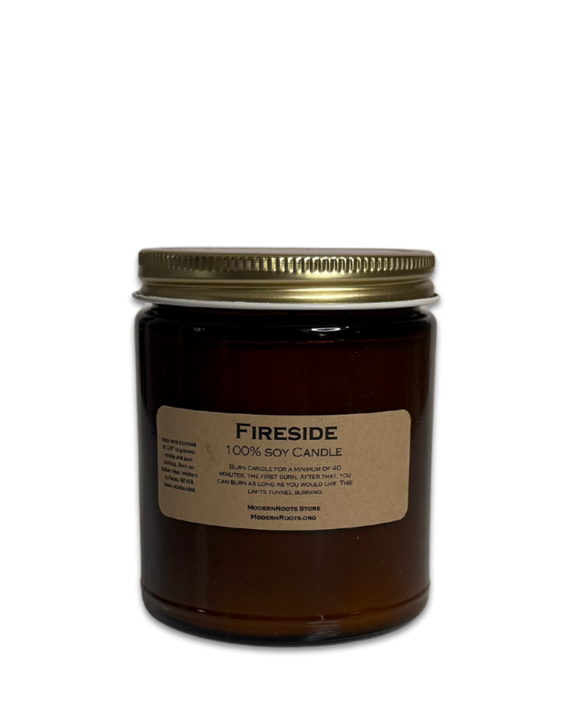 Fireside Amber - Glass Soy Wax Wooden Wick Candle