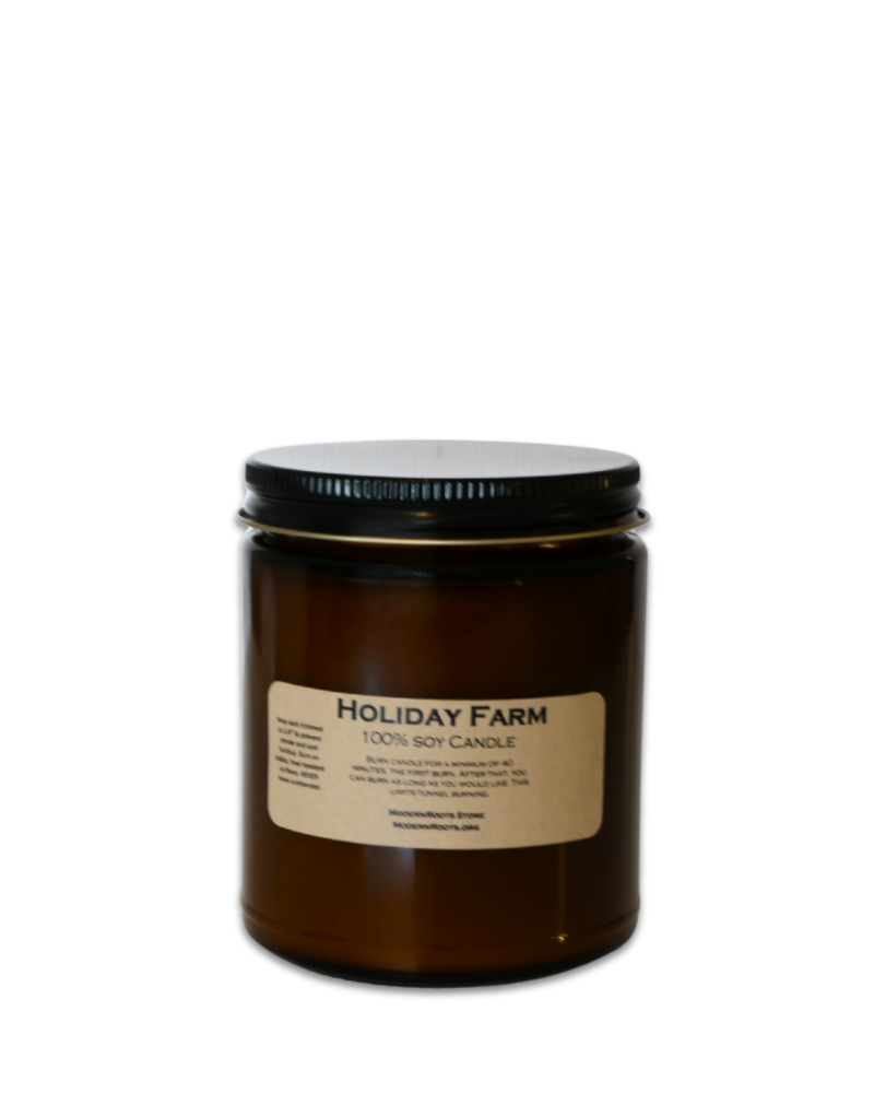 Holiday Farm - Amber Glass Soy Candle