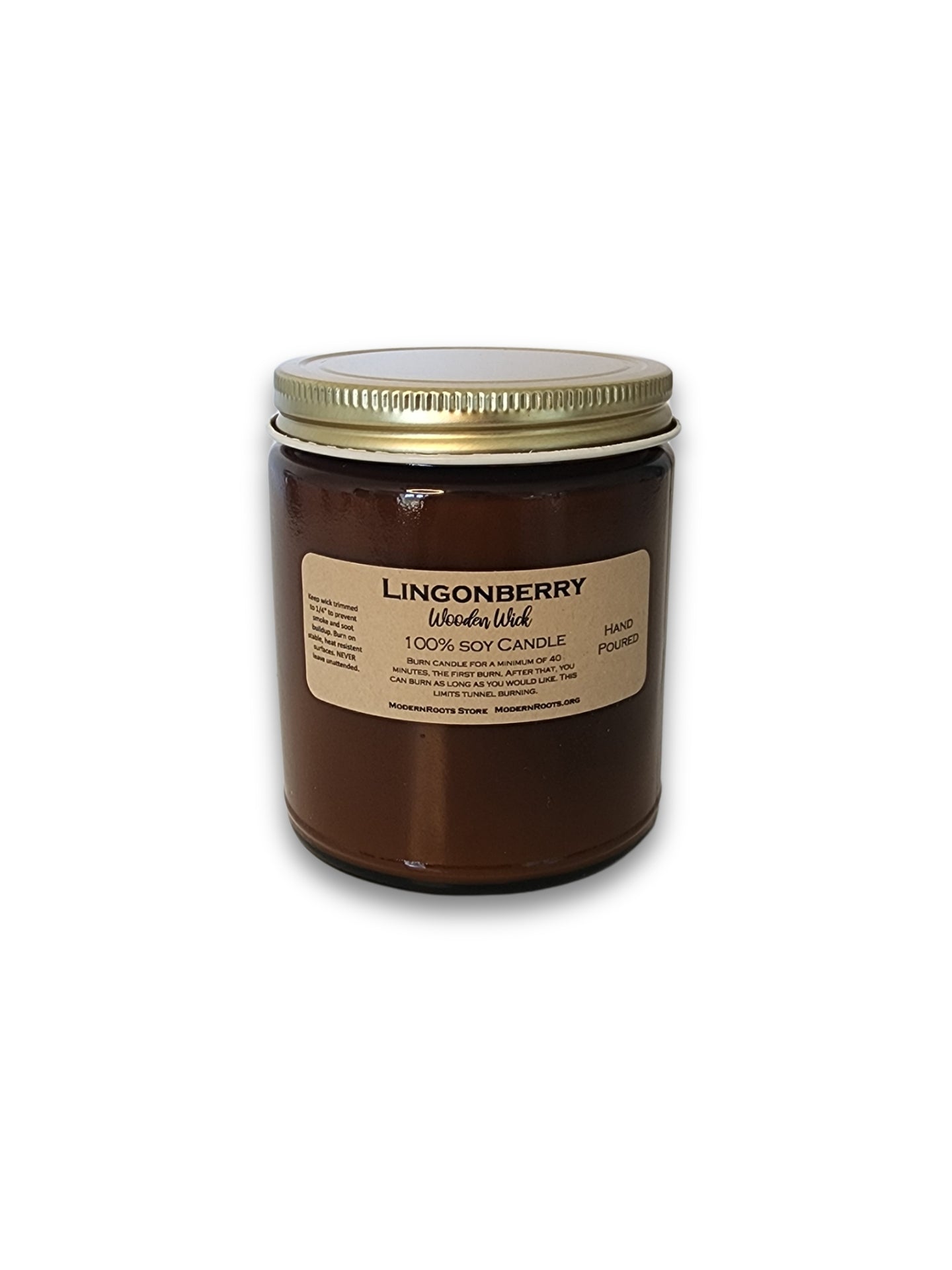Lingonberry Amber - Glass Soy Wax Wooden Wick Candle