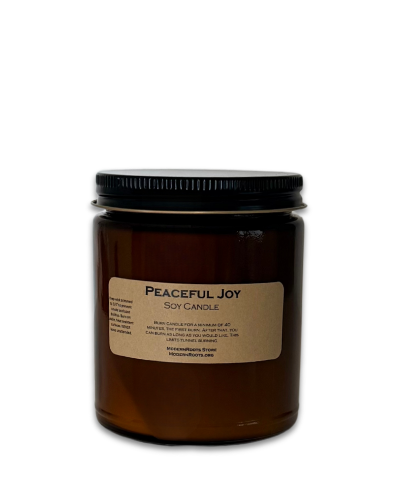 Peaceful Joy - Amber Glass Soy Wax Candle