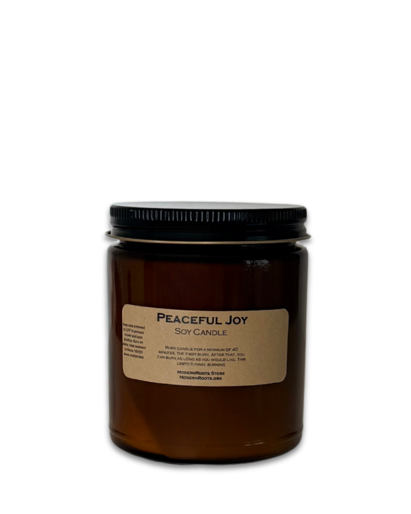 Peaceful Joy - Amber Glass Soy Wax Candle