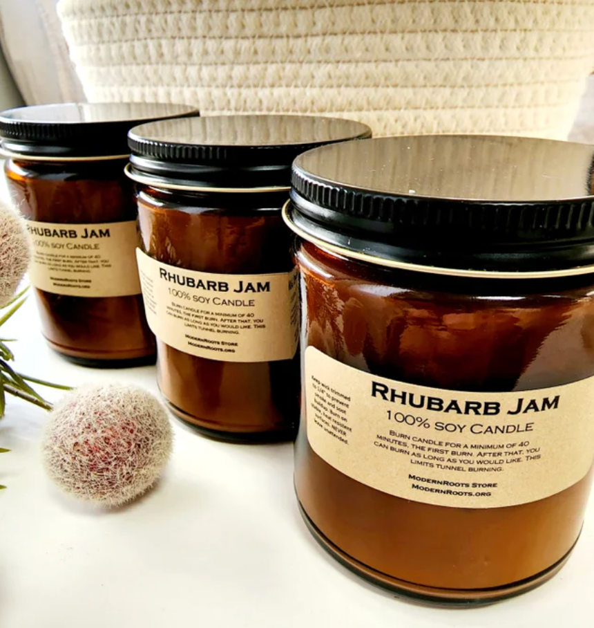 Rhubarb Jam Amber Glass Candle