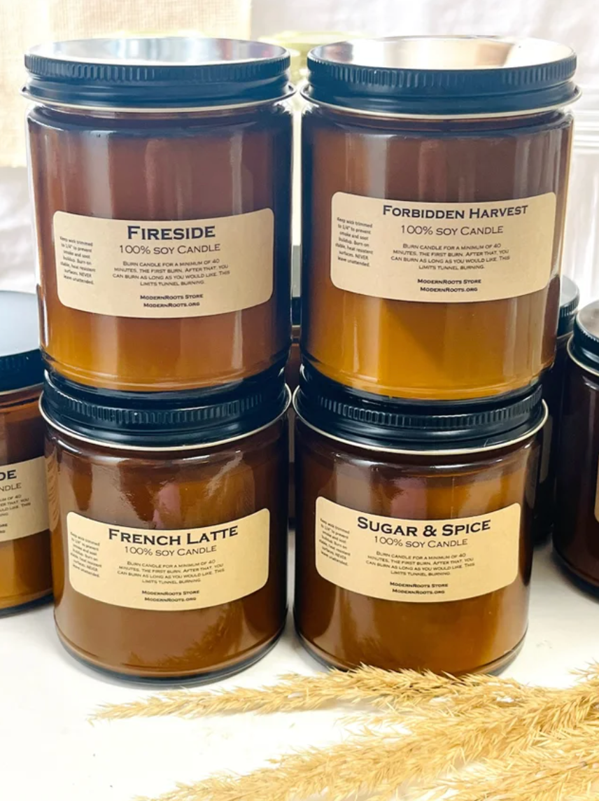 Forbidden Harvest Amber-Glass Soy Wax Candle