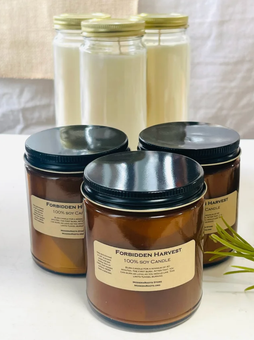 Forbidden Harvest Amber-Glass Soy Wax Candle