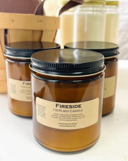 Fireside Amber - Glass Soy Wax Candle