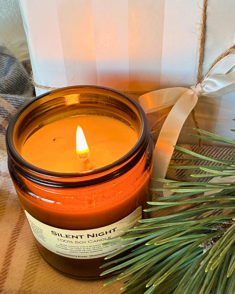Silent Night Amber - Glass Soy Wax Candle